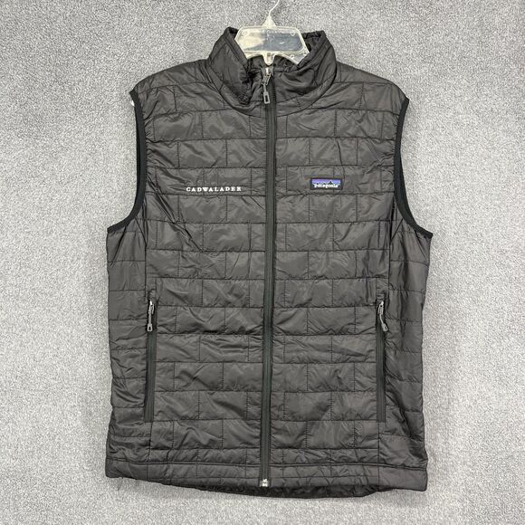 Patagonia Vest Mens Medium Black Nano Puff Insulated Puffer Cadwalader Logo - Picture 1 of 15